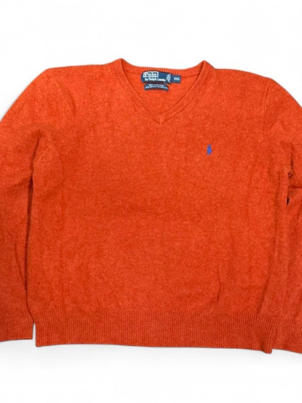 Vintage Polo Ralph Lauren Pony Orange Lambs Wool Sweater